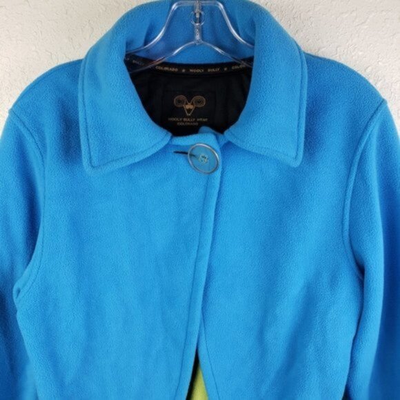 Wooly Bully Wear Colorado Funky One Button Fleece Top Jacket Cardigan Size L - Picture 3 of 8